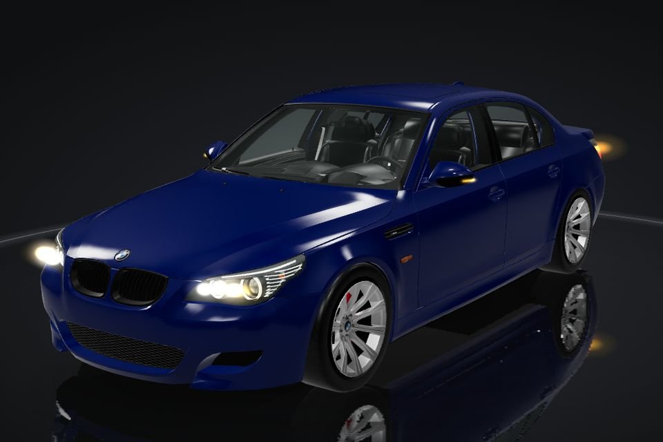 BMW 5/6 Series E6x in 3D, front, headlights flashing