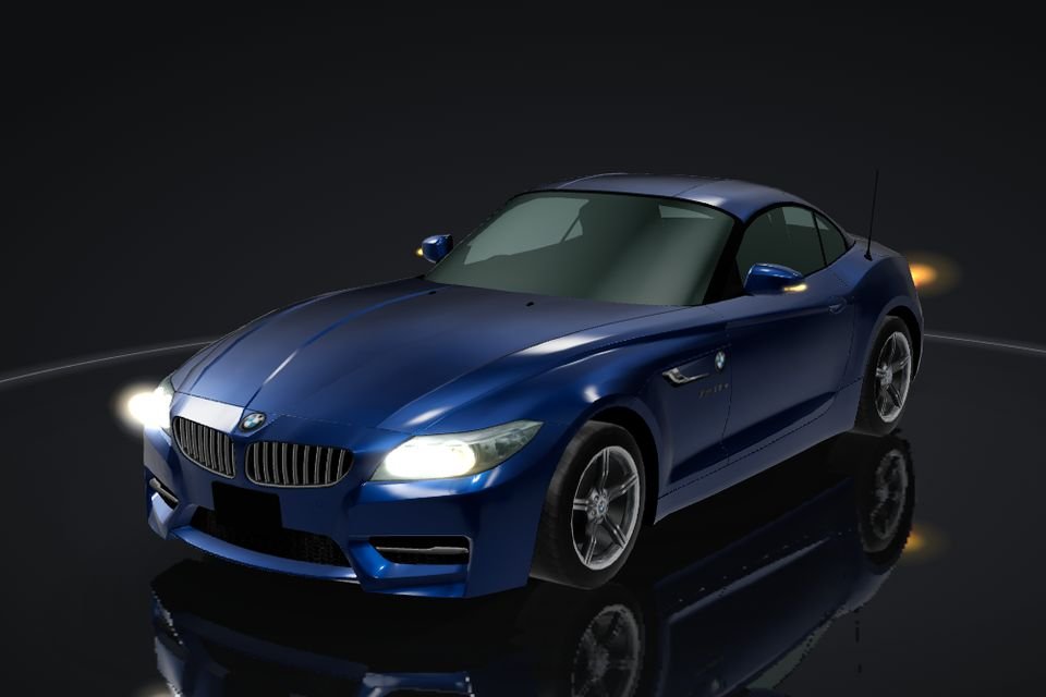BMW Z4 E89 in 3D, front, headlights flashing