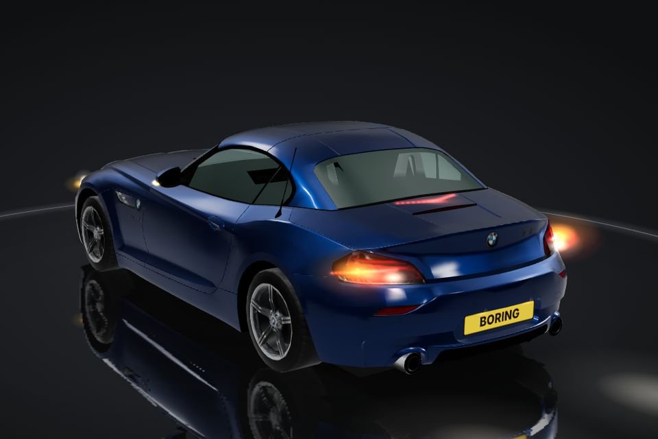 BMW Z4 E89 in 3D, rear, brake lights flashing