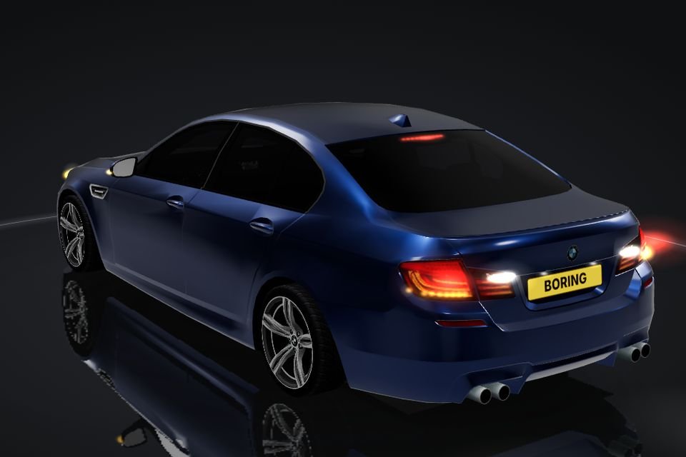 BMW M5/M6 in 3D, rear, brake lights flashing