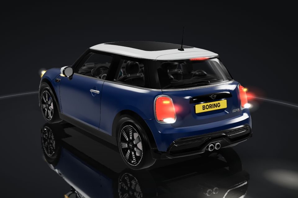 MINI J01 in 3D, rear, brake lights flashing