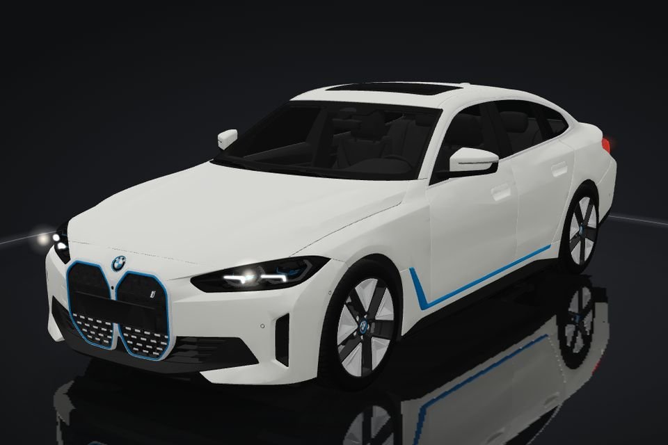 BMW i4 in 3D, front, lights off