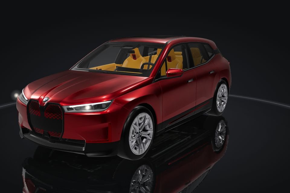 BMW iX in 3D, front, lights off