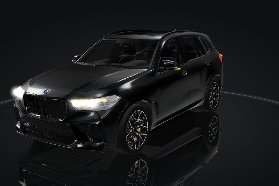 BMW i3 in 3D, front, headlights flashing