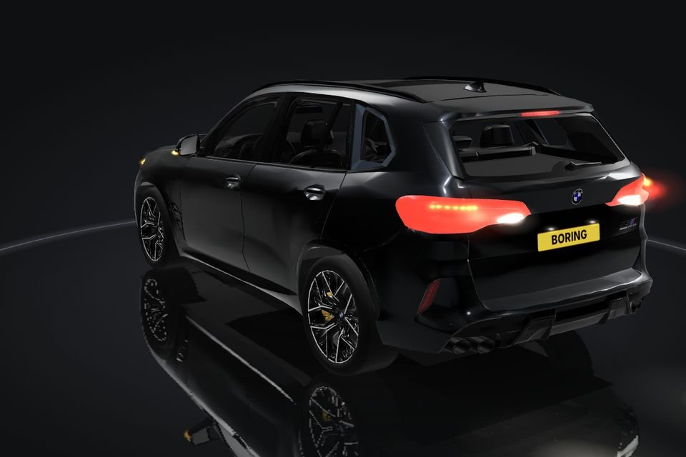 BMW i3 in 3D, rear, brake lights flashing